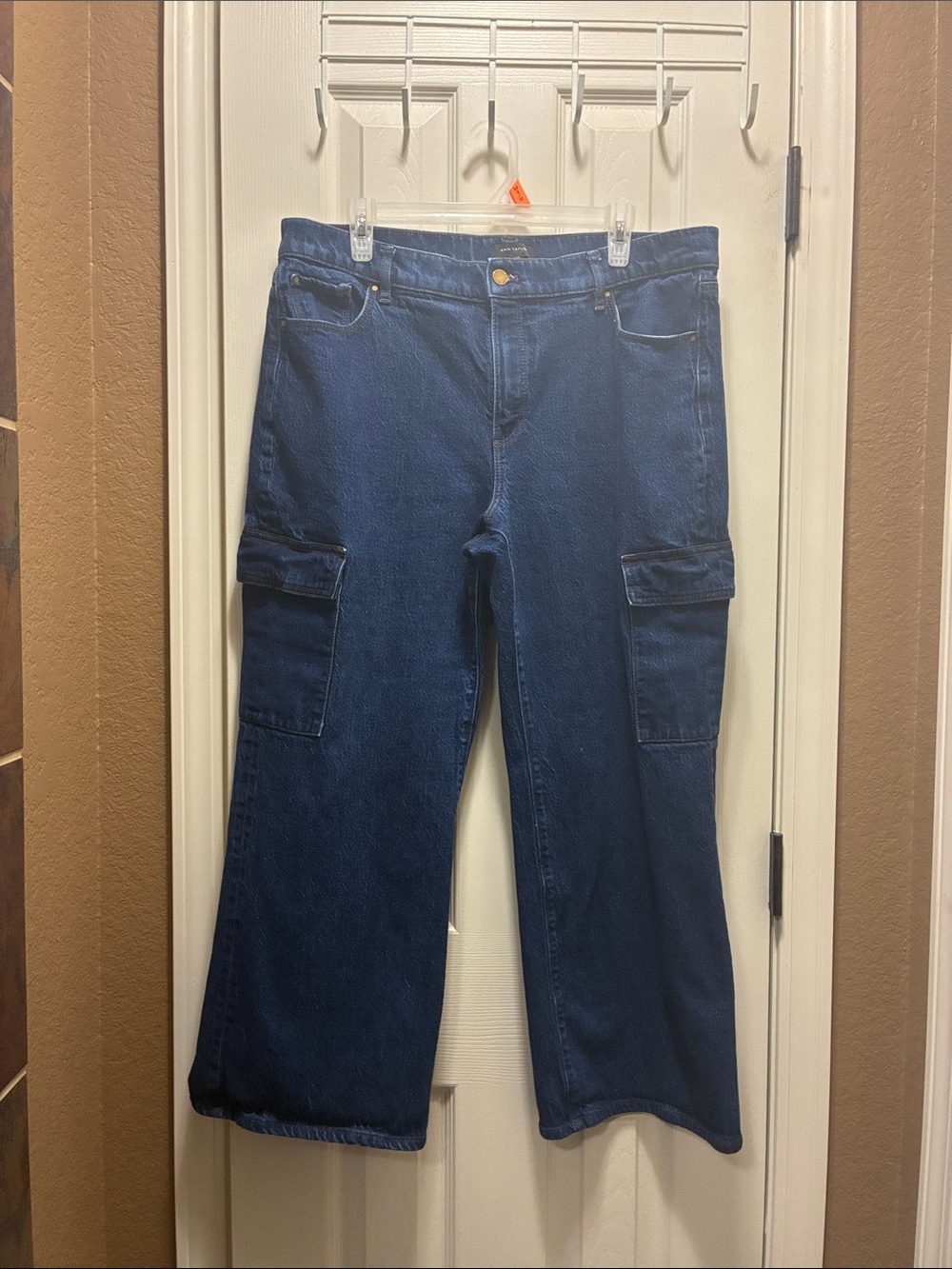 Ann Taylor Dark Blue Wide Leg Cargo Jeans